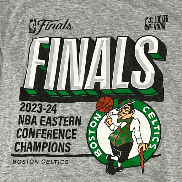 Boston Celtics 2023 - 2024 Easter Conference Champions NBA Gray Crewneck Tshirt - Picture 2 of 4